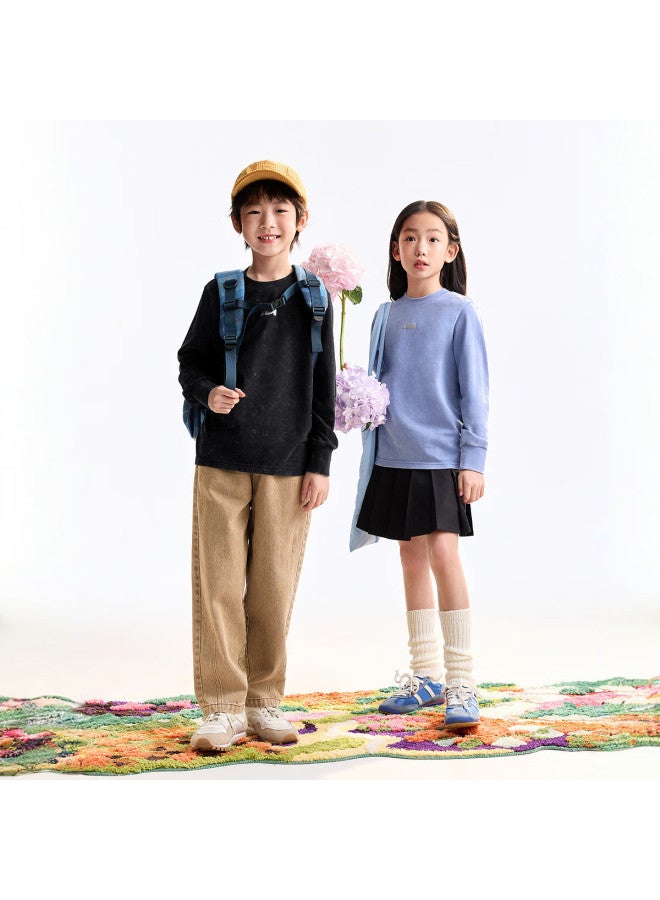 Annil Kids Boys And Girls Moisture-wicking Breathable Crew Neck Long Sleeve Knit Sweater Autumn New Cosmic Purple 170cm - Image 3