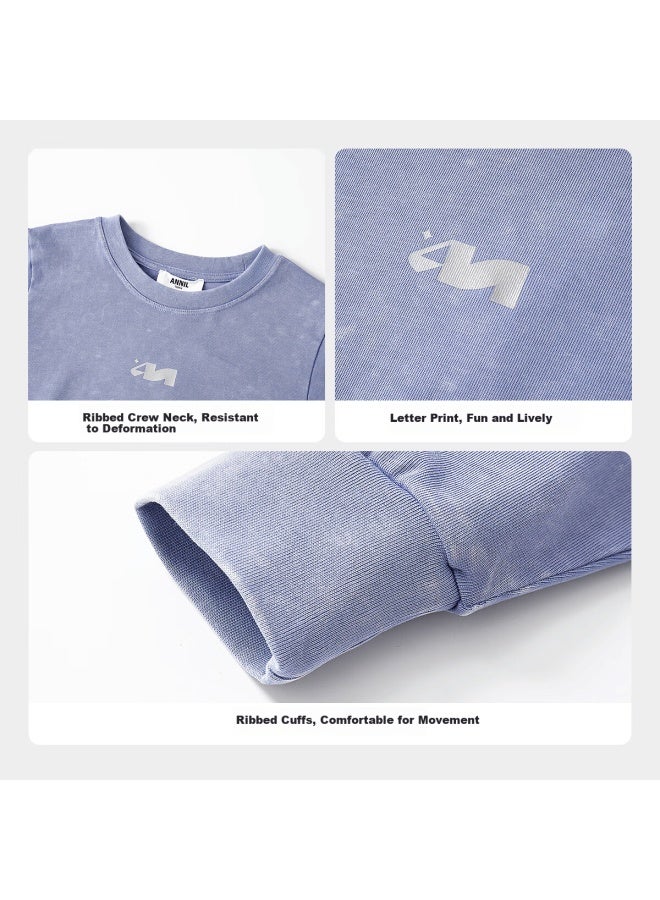 Annil Kids Boys And Girls Moisture-wicking Breathable Crew Neck Long Sleeve Knit Sweater Autumn New Cosmic Purple 170cm - Image 4