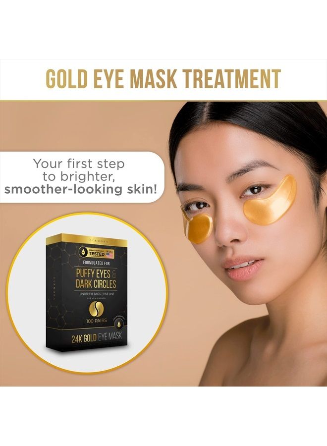 Dermora Skin Treatment Mask 24K Gold Eye Mask - 50 Pairs Eye Gels - Rejuvenating Treatment for Dark Cirlce,Puffiness,Refresh,Revitalizing,Travel,Wrinkles - Image 2