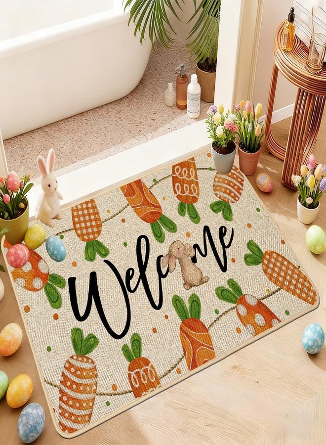 Baccessor Easter Carrot Bunny Rabbit Door Mat Spring Decorative Front Welcome Doormat 17x29 Inch Indoor Outdoor Door Mats Non Slip Rubber Backing Seasonal Entryway Floor Decoration - Image 2