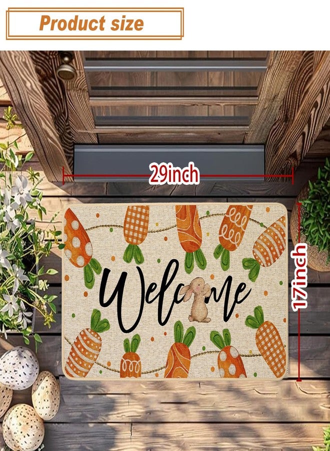 Baccessor Easter Carrot Bunny Rabbit Door Mat Spring Decorative Front Welcome Doormat 17x29 Inch Indoor Outdoor Door Mats Non Slip Rubber Backing Seasonal Entryway Floor Decoration - Image 3