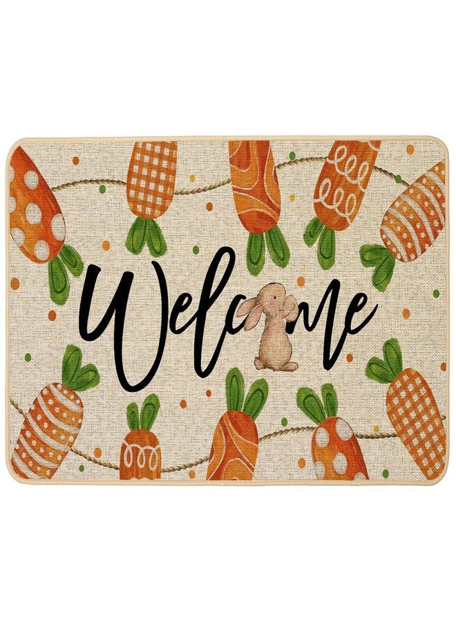 Baccessor Easter Carrot Bunny Rabbit Door Mat Spring Decorative Front Welcome Doormat 17x29 Inch Indoor Outdoor Door Mats Non Slip Rubber Backing Seasonal Entryway Floor Decoration - Image 1