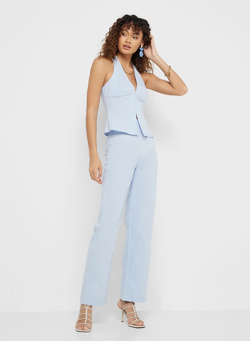 Ginger Halter Neck Vest Top & Straight Fit Pant Set