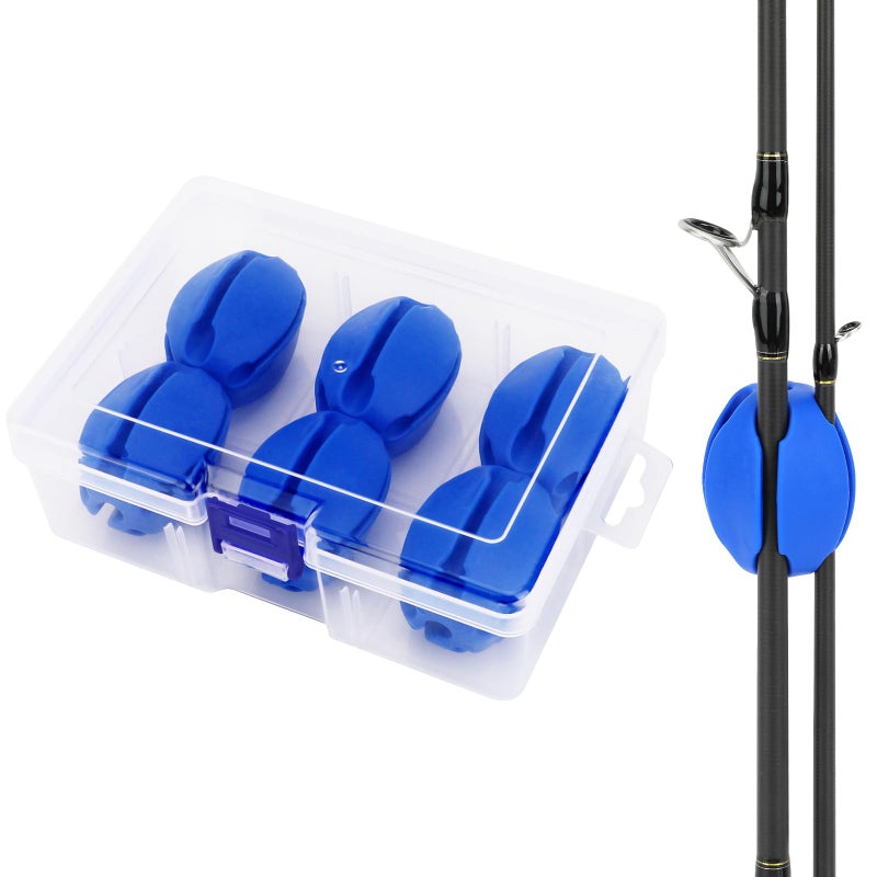 SAN LIKE Fishing Rod Fixed Balls Rod Racks 6PCS Portable Silicone Fishing Pole Puller Fishing Rod Fixed Tool Fishing Rod Protector, Nice Fishing Gifts for Fishing Enthusiasts Men Women, Blue - Image 1