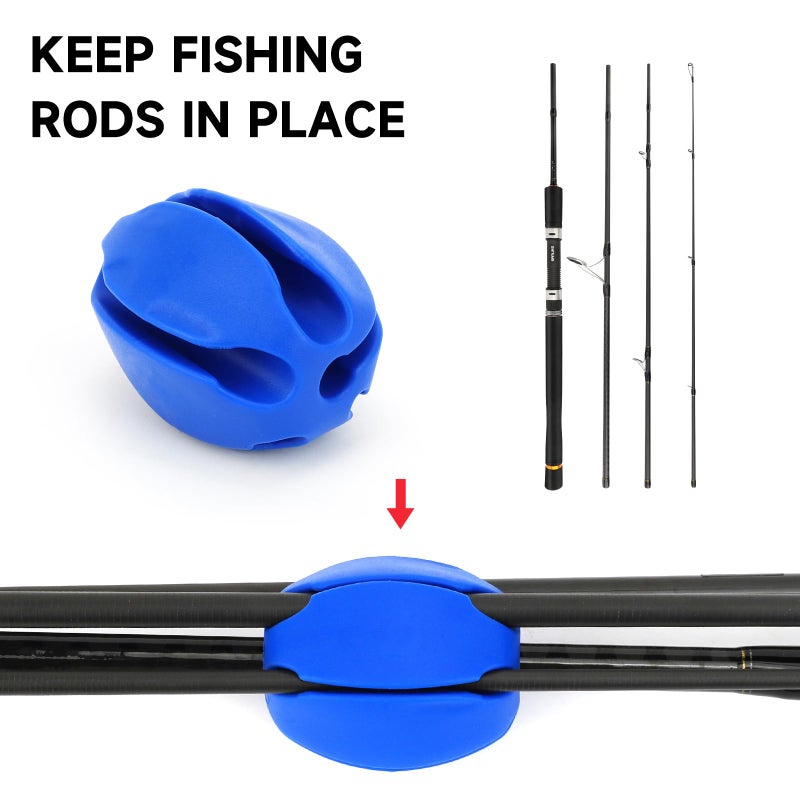 SAN LIKE Fishing Rod Fixed Balls Rod Racks 6PCS Portable Silicone Fishing Pole Puller Fishing Rod Fixed Tool Fishing Rod Protector, Nice Fishing Gifts for Fishing Enthusiasts Men Women, Blue - Image 2