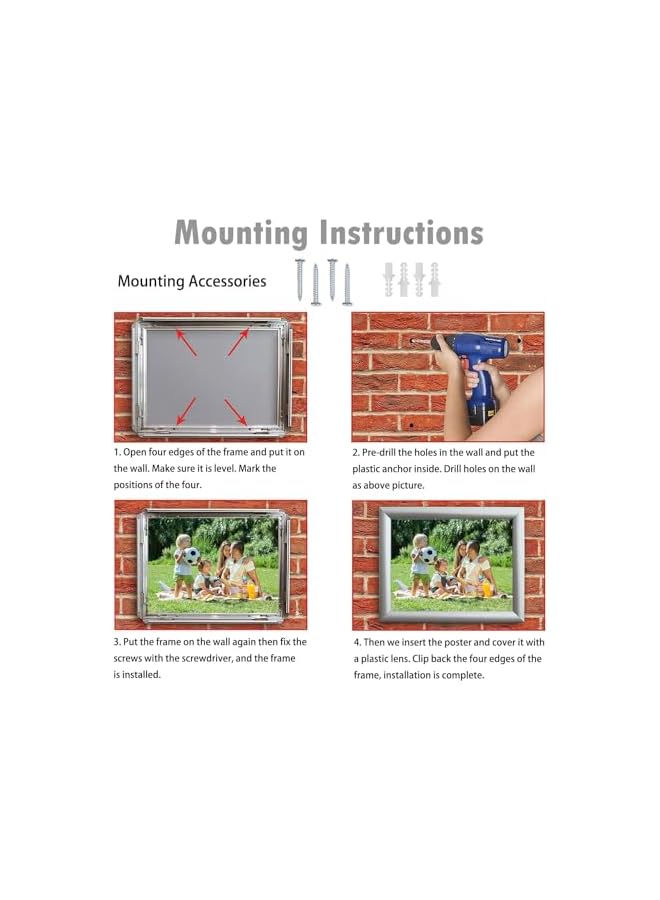 The Bros إطار سناب A4 فضي - إطار ألومنيوم للمستندات، عرض على الحائط وتعليق الصور - حامل ملصقات مع مشابك فتح أمامية مريحة، 1 قطعة - Image 3