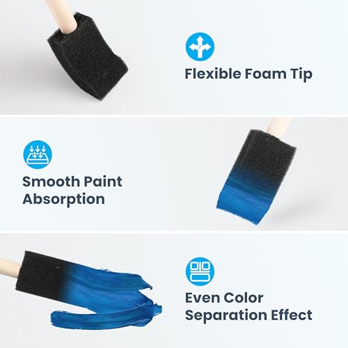 TX liteart Foam Paint Brushes - Pack of 50 Disposable, 1-inch Sponge Brushes for Acrylic Painting, Staining, Varnishes & DIY Craft Projects - by TX liteart - Image 3