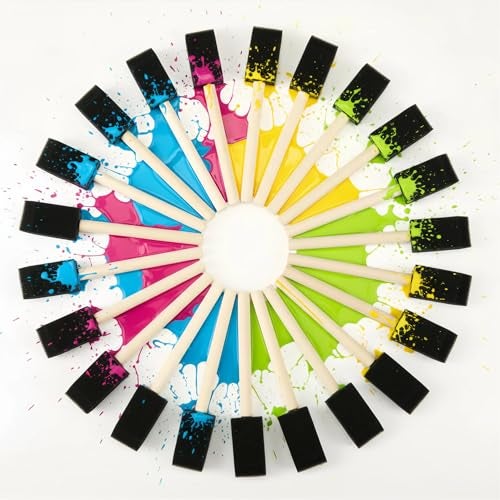 TX liteart Foam Paint Brushes - Pack of 50 Disposable, 1-inch Sponge Brushes for Acrylic Painting, Staining, Varnishes & DIY Craft Projects - by TX liteart - Image 1