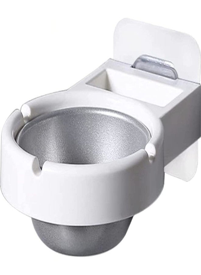 PRAYAS Nailless Wall Mounted Ashtray Removable Stainless Steel Ashtray Wall Mounted Ashtray for Bathroom Toilet Hallway Kitchen Hotel Office (White) - Image 1