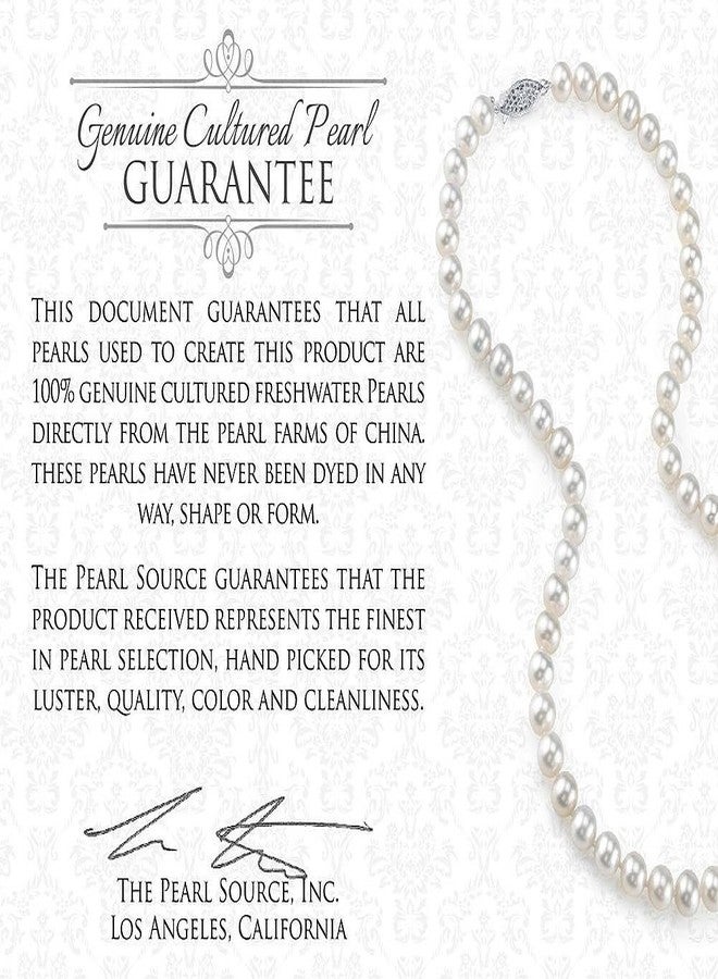 The Pearl Source 7mm Genuine White Keshi Cultured Pearl Bracelet for Women - Image 5