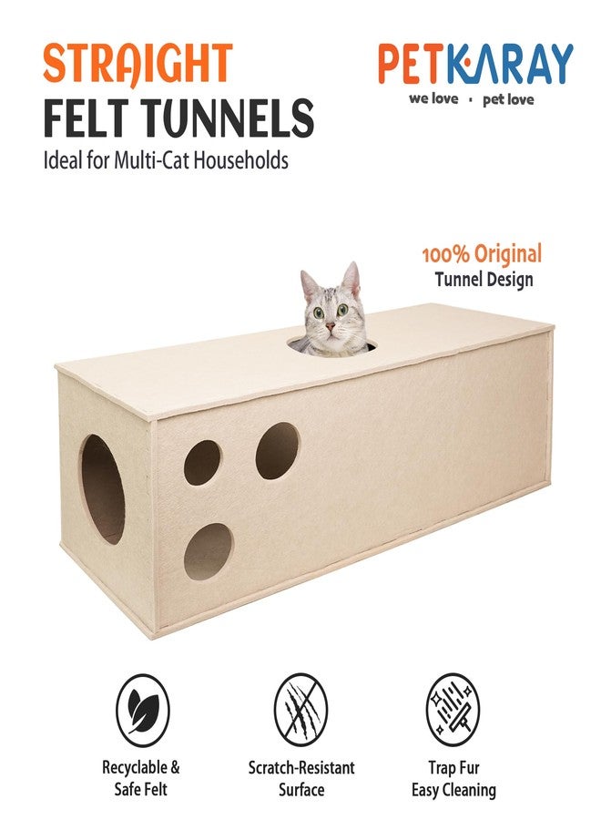PETKARAY Cat Tunnel, Original Cat Hideaway Cave for Indoor Cats, Large Kitten Play Tubes and Tunnels, Soft Felt Cat Toy with Interactive Peek Hole - Image 2