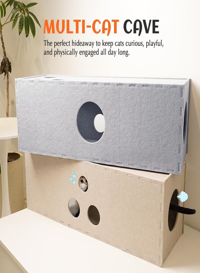 PETKARAY Cat Tunnel, Original Cat Hideaway Cave for Indoor Cats, Large Kitten Play Tubes and Tunnels, Soft Felt Cat Toy with Interactive Peek Hole - Image 3