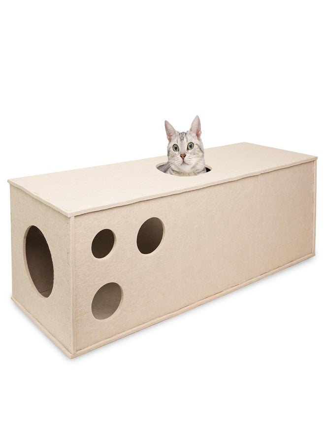 PETKARAY Cat Tunnel, Original Cat Hideaway Cave for Indoor Cats, Large Kitten Play Tubes and Tunnels, Soft Felt Cat Toy with Interactive Peek Hole - Image 1