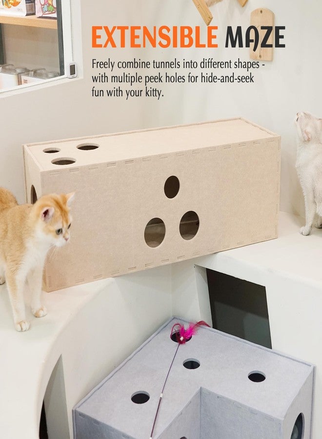 PETKARAY Cat Tunnel, Original Cat Hideaway Cave for Indoor Cats, Large Kitten Play Tubes and Tunnels, Soft Felt Cat Toy with Interactive Peek Hole - Image 4