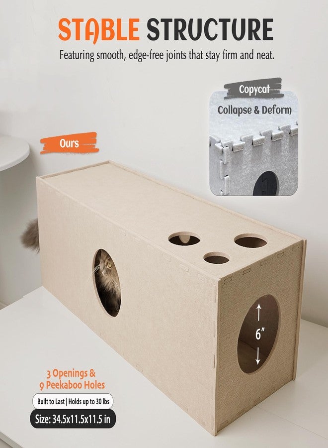 PETKARAY Cat Tunnel, Original Cat Hideaway Cave for Indoor Cats, Large Kitten Play Tubes and Tunnels, Soft Felt Cat Toy with Interactive Peek Hole - Image 5