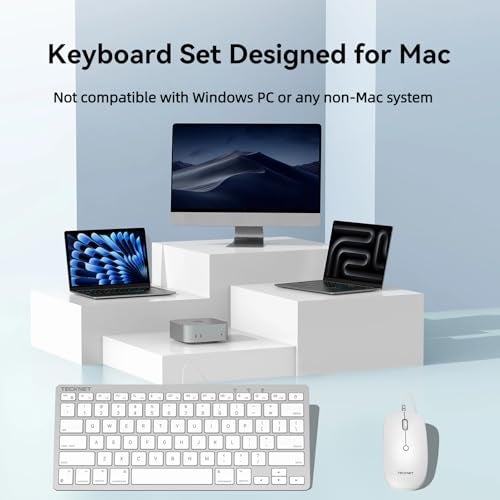TECKNET USB Wired Keyboard and Mouse for Mac, Dual Interface(Type-C and USB A), Ergonomic Slim Keyboard Set Compatible with MacBook, iMac, Mac mini/Pro, White - Image 5