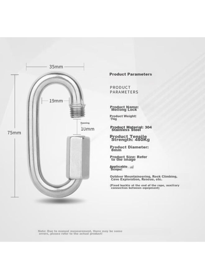 Golmud Geermu 8cm Meilong Lock Connector, 304 Stainless Steel Quick Link, Climbing Carabiner, Connecting Clip, 2-piece Set - Image 2