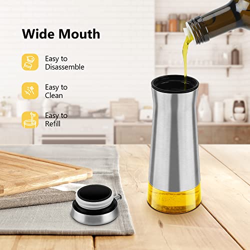 Aelga Olive Oil And Vinegar Dispenser Set -2 Pack Elegant Stainless Steel Oil Dispenser Set- Vinegar Bottle for Kitchen with No-Drip - Image 4