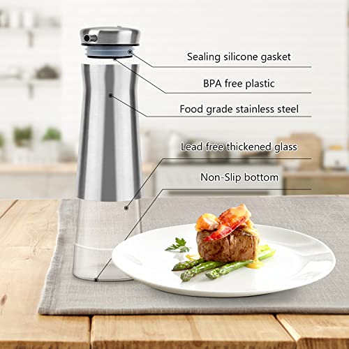 Aelga Olive Oil And Vinegar Dispenser Set -2 Pack Elegant Stainless Steel Oil Dispenser Set- Vinegar Bottle for Kitchen with No-Drip - Image 3
