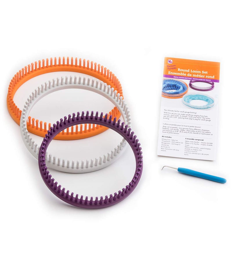 Authentic Knitting Board 'Premium' Round Knitting Looms Set, 3/8" Small Gauge KB Looms (3 Loom Set) - Image 2