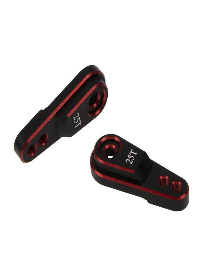 Vgoohobby 2Pcs Vgoohobby Metal 25T Servo Horn Steering Arm for Standard Servo Motors Compatible with Traxxas TRX4 Axial SCX10 Tamiya 1/10 RC Crawler Truck (Red-Black) - Image 5