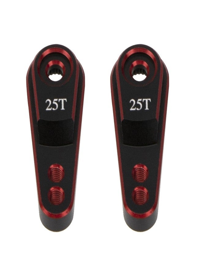 Vgoohobby 2Pcs Vgoohobby Metal 25T Servo Horn Steering Arm for Standard Servo Motors Compatible with Traxxas TRX4 Axial SCX10 Tamiya 1/10 RC Crawler Truck (Red-Black) - Image 2