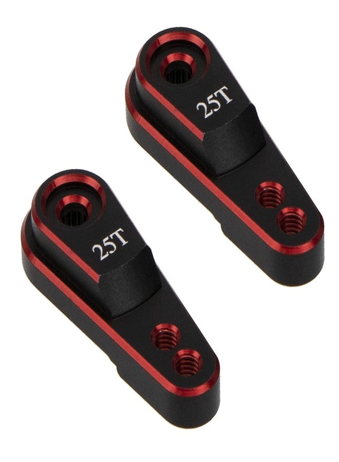 Vgoohobby 2Pcs Vgoohobby Metal 25T Servo Horn Steering Arm for Standard Servo Motors Compatible with Traxxas TRX4 Axial SCX10 Tamiya 1/10 RC Crawler Truck (Red-Black) - Image 1