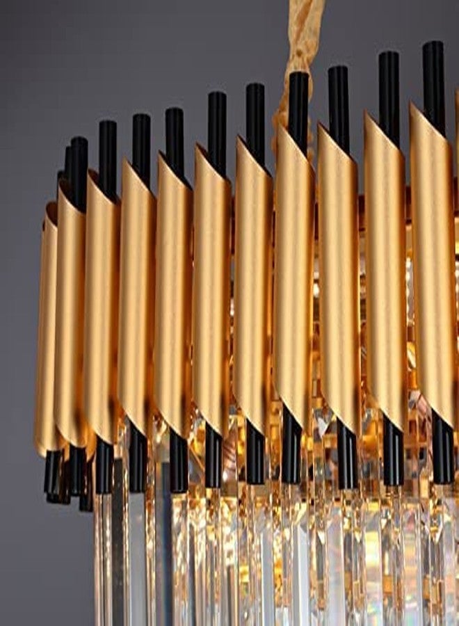 ADWAIT Modern K9 Crystal Chandeliers Black Gold 3-Tier Round Crystal Chandelier Ceiling Light Fixture for Living Room and (Rustic, 800x350mm) - Image 3