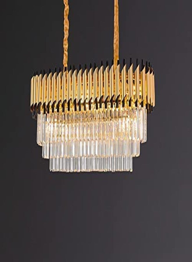 ADWAIT Modern K9 Crystal Chandeliers Black Gold 3-Tier Round Crystal Chandelier Ceiling Light Fixture for Living Room and (Rustic, 800x350mm) - Image 2