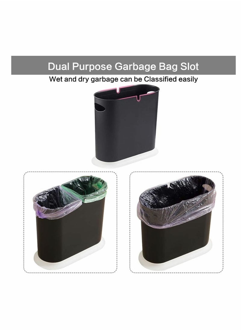 Generic - Trash Can, Gallon Slim Garbage Container Bin Removable Liner Bucket with Press Top Lid for Kitchen Bathroom Living Room Office Narrow Place - 10 Liter/2.4 - Image 1