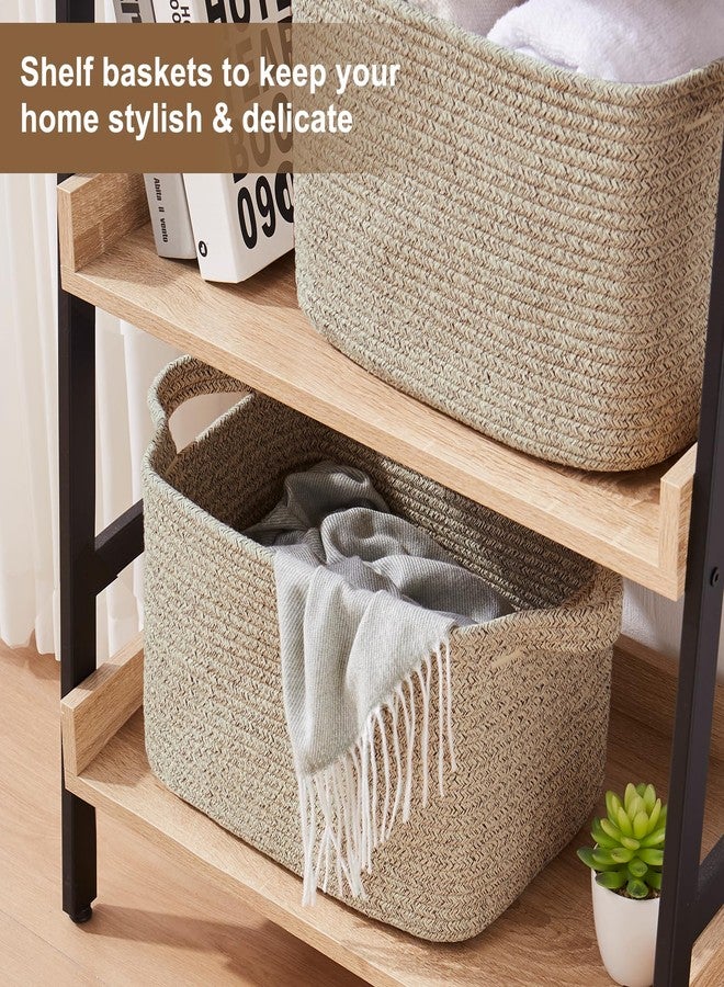 OIASKET Storage Basket for Organizing, Woven Baskets for Storage, Rectangle Decorative Baskets for Shleves, Closet, Toys, Books, Nursery Organizer Bins - Pack of 3 (Brown) - Image 5