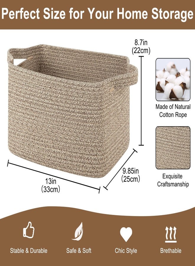 OIASKET Storage Basket for Organizing, Woven Baskets for Storage, Rectangle Decorative Baskets for Shleves, Closet, Toys, Books, Nursery Organizer Bins - Pack of 3 (Brown) - Image 2