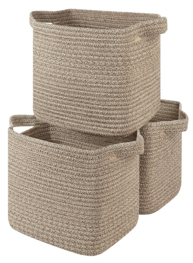 OIASKET Storage Basket for Organizing, Woven Baskets for Storage, Rectangle Decorative Baskets for Shleves, Closet, Toys, Books, Nursery Organizer Bins - Pack of 3 (Brown) - Image 1