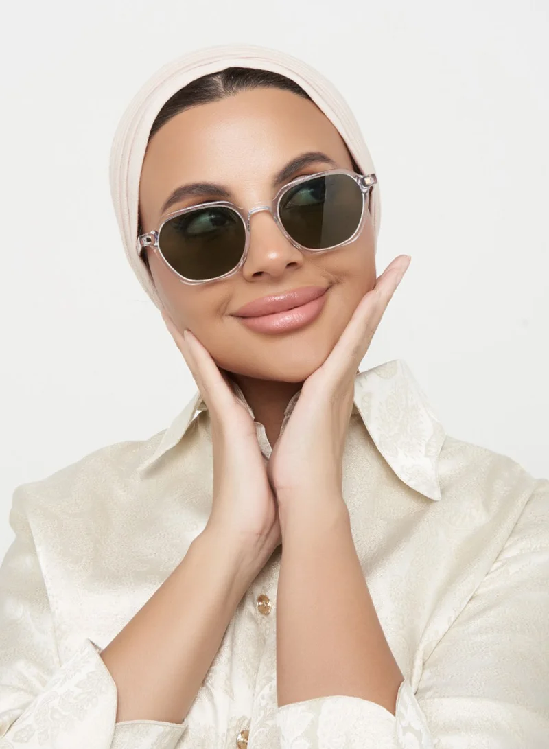 30Sundays River,Women Sunglasses, Geometric Sunglasses, UV Protection: UV400 (Transparent,Green)