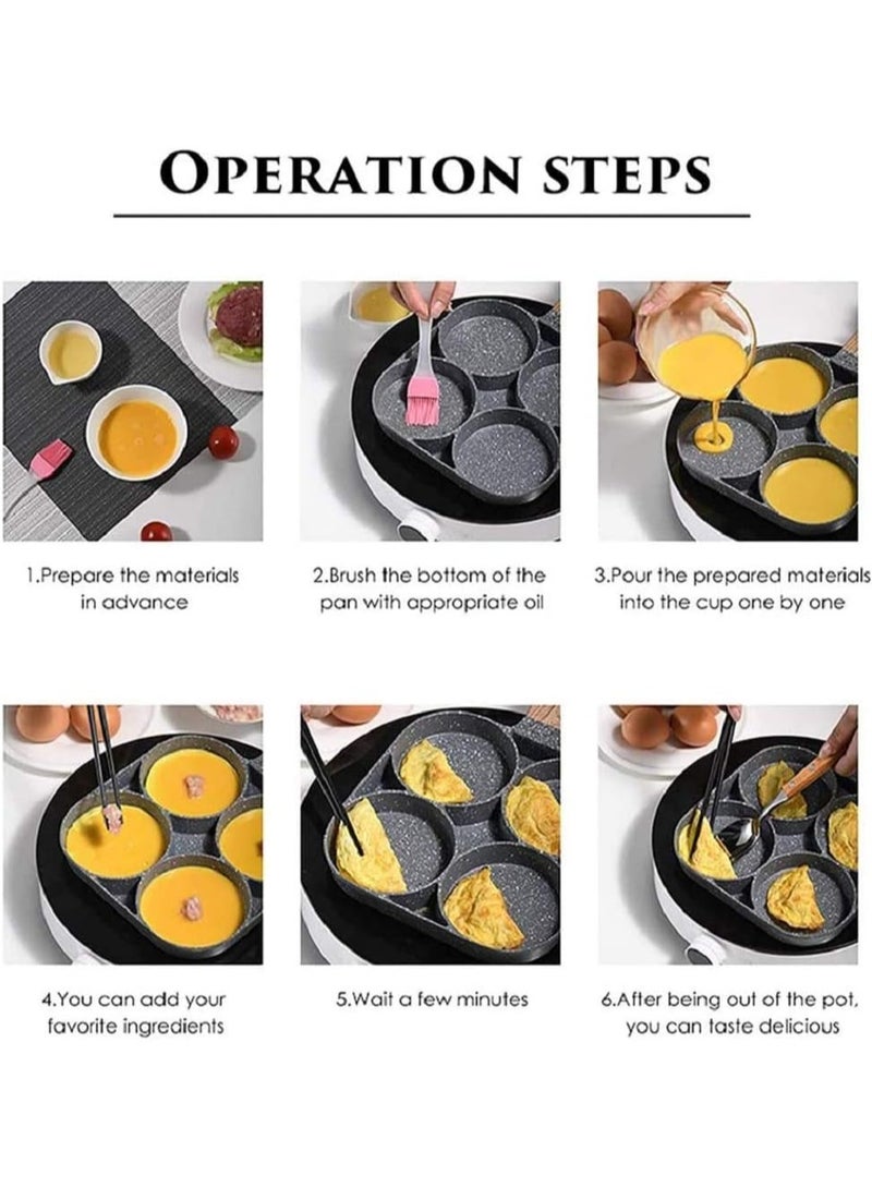 Granite Omelette Pan and Pancake Maker 4 Holes Non-Stick Aluminum Breakfast Omelette Pancake Maker Pancakes Steak Hamburger Non-Stick Pancakes Fried Eggs Burgers Frying Pan 4 Holes Granite Omelette Pan - Non-Stick 4 Holes Frying Pan - Granite 4 Hole Frying Pan - 4 Hole Egg and Hamburger Frying Pan - 4 Hole Granite Omelette Pan and Frying Pan - Image 3