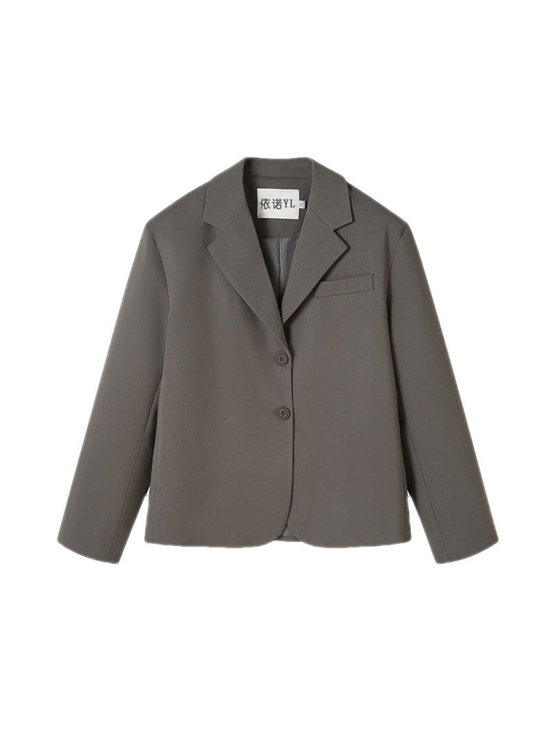 Generic Womens Petite Blazer Spring 2024 Trendy Short Jacket Modern Grey  - Image 3
