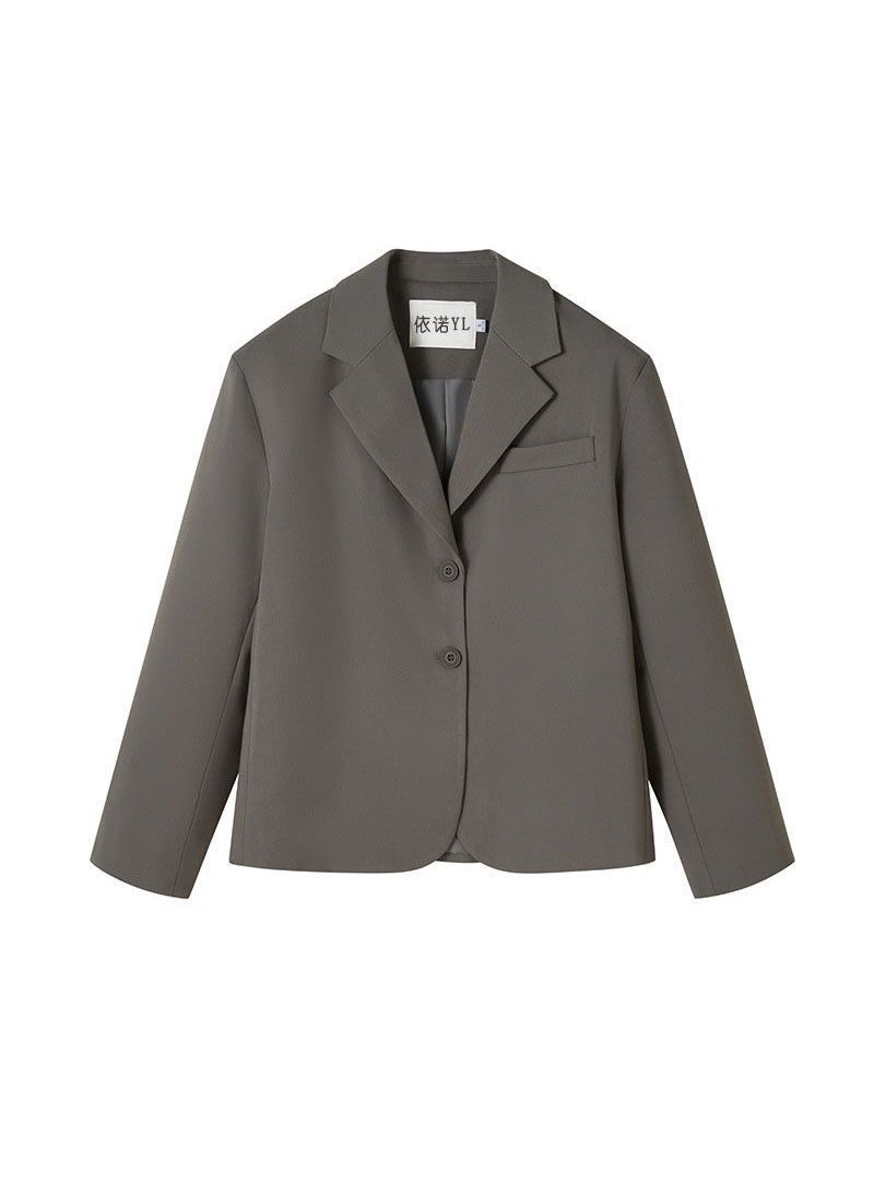 Generic Womens Petite Blazer Spring 2024 Trendy Short Jacket Modern Grey  - Image 1