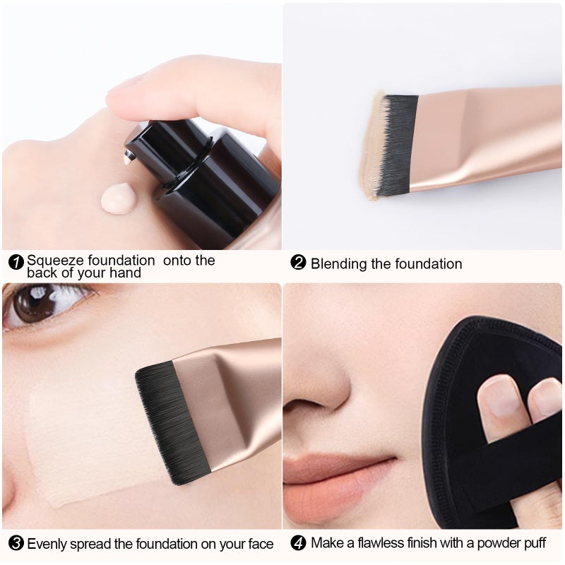 BEAUTYFACTOR Ultrathin Foundation Brush for Liquid Makeup,Flat Spatula Liquid Foundation Brush Premium Face Makeup Brush for Blending Cream (Rose Gold) - Image 3
