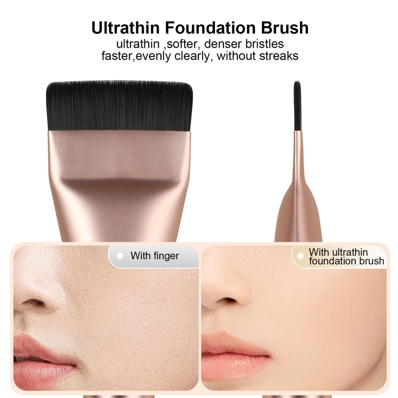 BEAUTYFACTOR Ultrathin Foundation Brush for Liquid Makeup,Flat Spatula Liquid Foundation Brush Premium Face Makeup Brush for Blending Cream (Rose Gold) - Image 2
