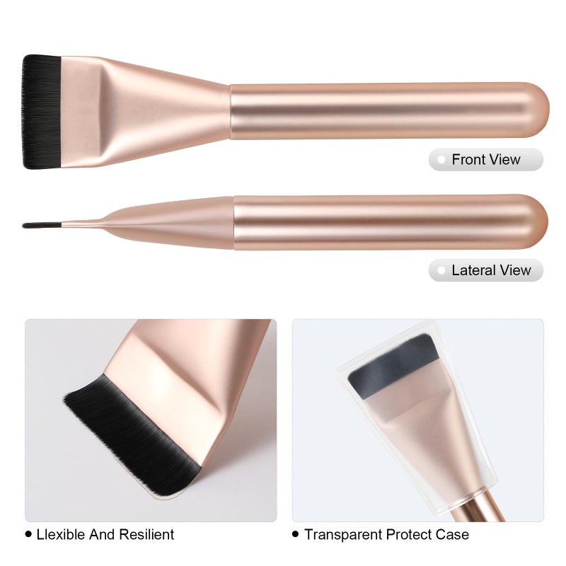BEAUTYFACTOR Ultrathin Foundation Brush for Liquid Makeup,Flat Spatula Liquid Foundation Brush Premium Face Makeup Brush for Blending Cream (Rose Gold) - Image 5
