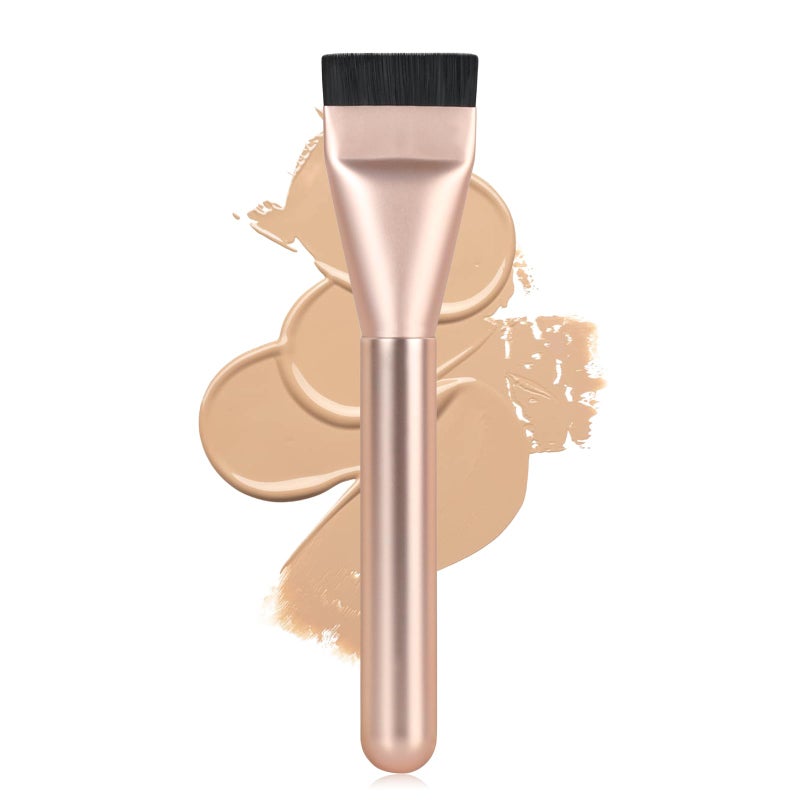 BEAUTYFACTOR Ultrathin Foundation Brush for Liquid Makeup,Flat Spatula Liquid Foundation Brush Premium Face Makeup Brush for Blending Cream (Rose Gold) - Image 1