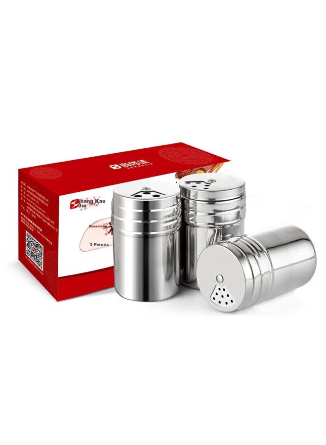 Suncojia Suncojia Seasoning Jars, Spice Bottles, Stainless Steel Condiment Bottles, Kitchen Seasoning Jars, Barbecue Tool Accessories, Set Of 3 - Image 3