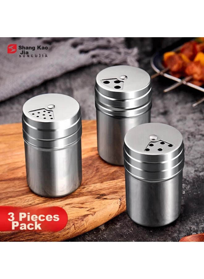 Suncojia Suncojia Seasoning Jars, Spice Bottles, Stainless Steel Condiment Bottles, Kitchen Seasoning Jars, Barbecue Tool Accessories, Set Of 3 - Image 1