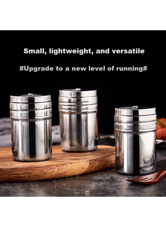 Suncojia Suncojia Seasoning Jars, Spice Bottles, Stainless Steel Condiment Bottles, Kitchen Seasoning Jars, Barbecue Tool Accessories, Set Of 3 - Image 4