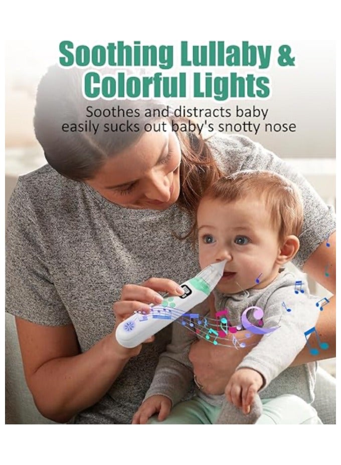 متجر الفرح شفاط أنف للأطفال، شفاط أنف كهربائي للأطفال الصغار، شفاط أنف للأطفال مع 3 رؤوس سيليكون، وظيفة الإيقاف المؤقت والموسيقى والضوء المهدئة، منظف أنف أوتوماتيكي، شفاط أنف محمول للأطفال - Image 3