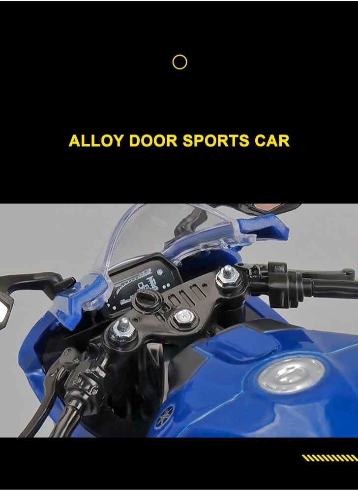 AROAQ لعبة نموذج دراجة نارية YZF R1M، نموذج محاكاة دييكاست بمقياس 1/12، نسخة طبق الأصل لدراجة نارية متينة وواقعية، لعبة تزيين مجموعة الدراجات النارية للأولاد، (أسود)  - Image 3