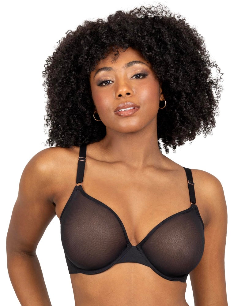 Smart & Sexy womens Sheer Mesh Underwire Demi Bra, Black Hue (Mesh), 36DDD US - Image 1