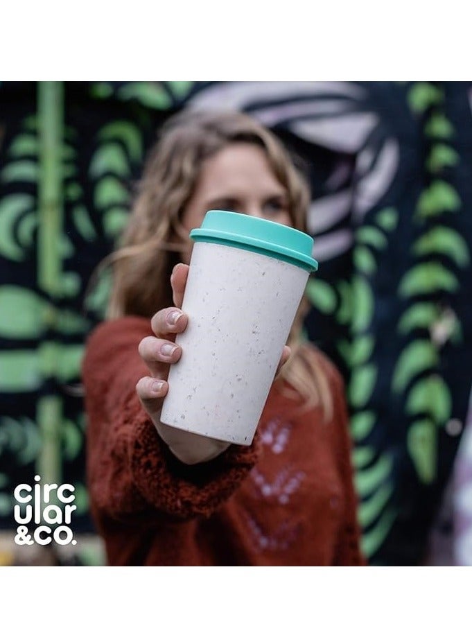 Circular & Co Circular and Co Now Cup Reusable Coffee Cup Made from Recycled Single Use Cups 12oz 340ml Cream & Happy Mint  - Image 3