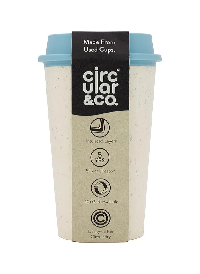 Circular & Co Circular and Co Now Cup Reusable Coffee Cup Made from Recycled Single Use Cups 12oz 340ml Cream & Faraway Blue