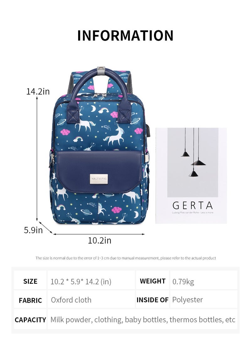 Majestic - 141 Mummy Maternity Diaper Elegant Waterproof Multifunctional large capacity backpack bag with USB Charging output - Unicorn Blue - Image 1
